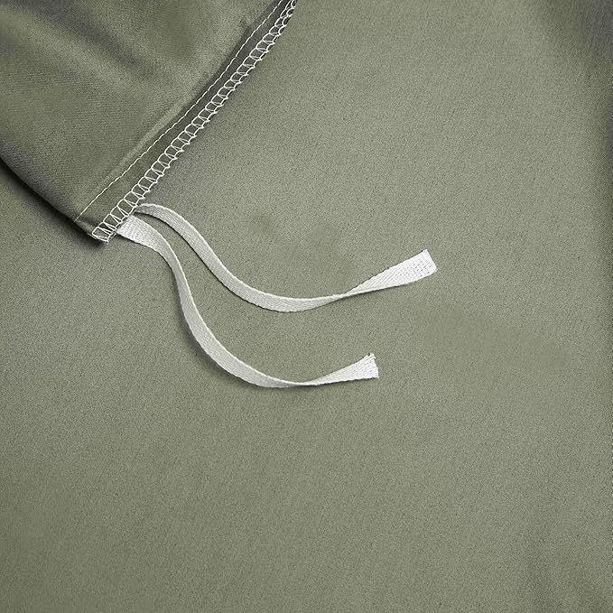 Dusty Green Cotton Duvet Cover Set King 100% Long-Staple Cotton Sateen Bedding Set, Soft Breathable Smooth Organic Pure Cotton Plain Comforter Cover, Luxury Minimalist Bedroom Decor for All Season