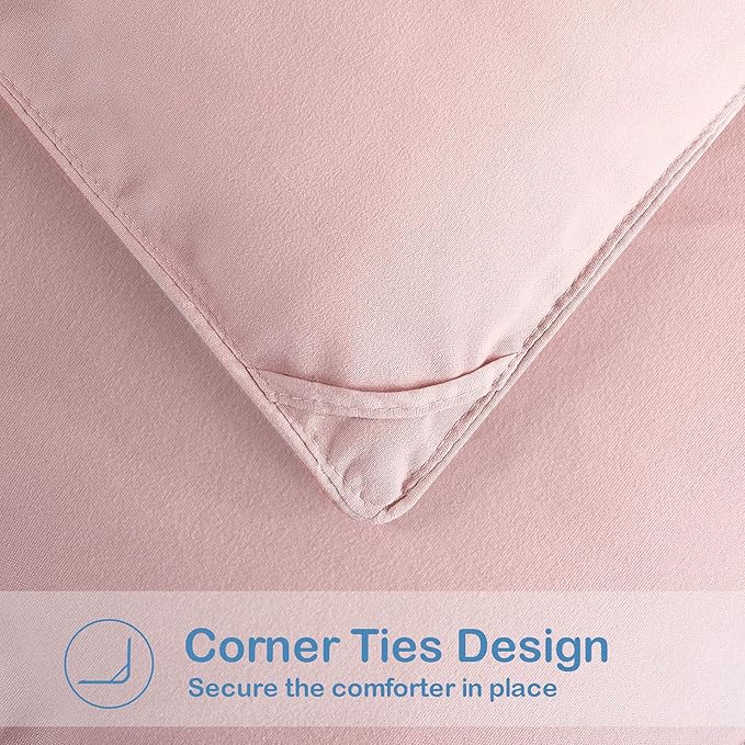 EASELAND Oversized King Down Alternative Comforter - Quilted Duvet Insert for All Seasons, Soft Lightweight with Corner Tabs, Summer Winter Warm Bedding, Pink 98x116 Inches