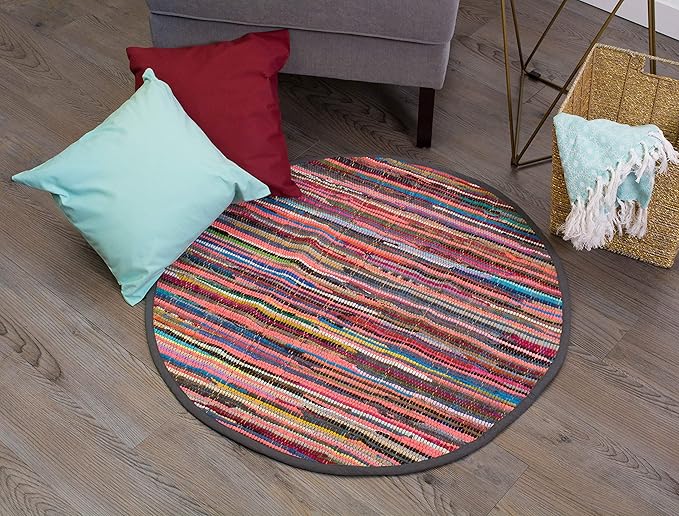 DII Chindi Home Collection Handwoven Multicolor Area Rag Rug, 36" Round