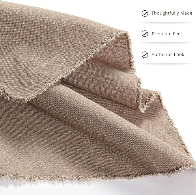 Ramanta Home Cloth Napkins Set of 12 Desert Beige 18x18 Inch - Spring Soft & Durable Frayed Dinner Napkin for Easter Wedding, Birthday | Heavy Weight Fabric Table Linen for Everyday Use Family Dinners