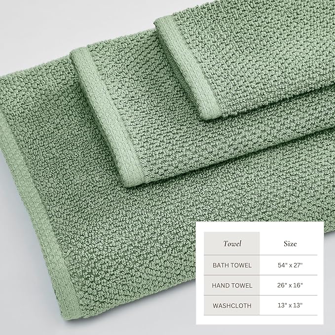 Great Bay Home 100% Cotton 6 Piece Towel Set - Absorbent, Quick-Drying, Durable Bath Towels for Bathroom Decor - Low-Twist, Two-Ply Fibers (Mineral Blue)