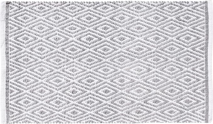 Ramanta Home 100% Cotton Diamond Handwoven Reversible Rug 21x34 Inch– Grey| Soft Washable Area Rug for Bathroom, Kitchen, Bedroom, Entryway | Durable Lightweight Handmade Accent Floor Mat | Boho Décor