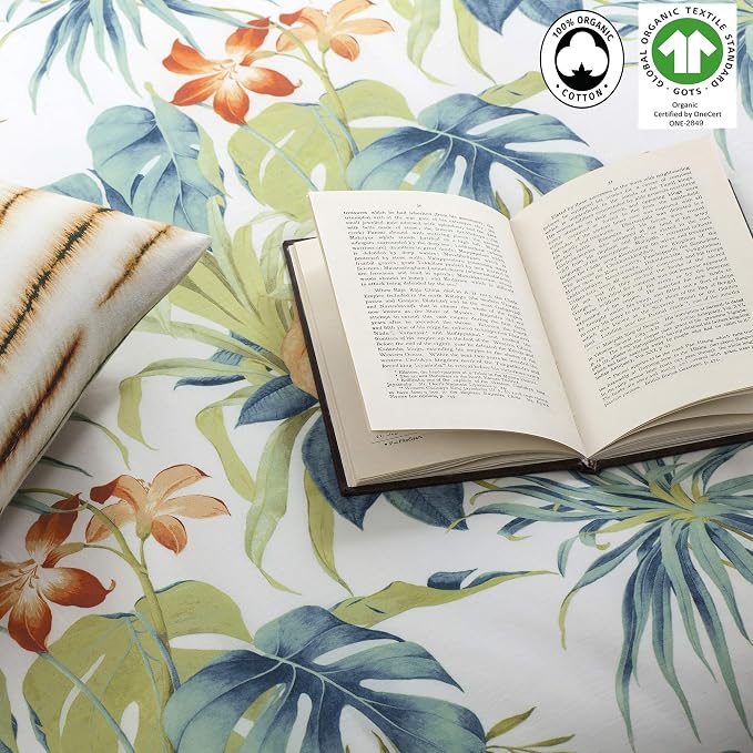 A1HC Palm Oasis Reversible Print Organic Cotton Pillowcase (Set of 2) | GOTS Certified Organic Cotton Pillowcase |Wrinkle Resistant| Long Staple Cotton| 21" x 30"