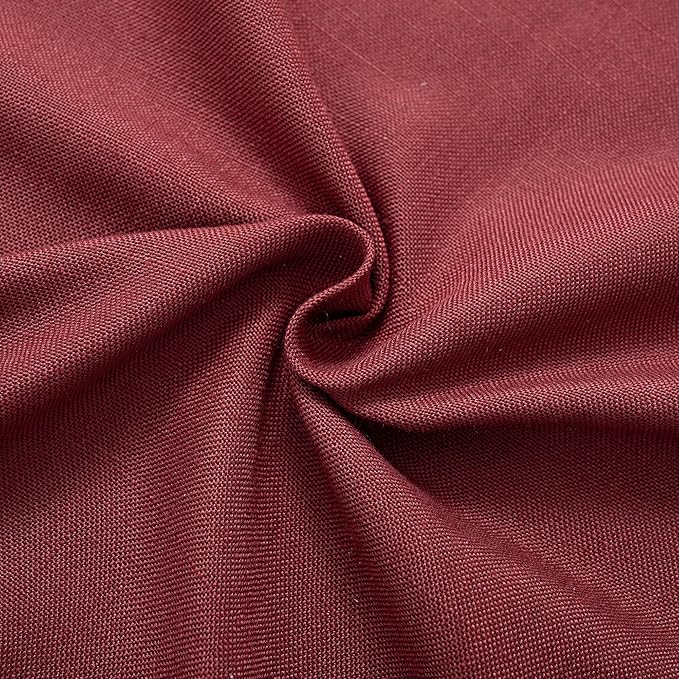 Burgundy Curtains for Living Room Back Tab Modern Farmhouse Semi Sheer Burgundy Curtains 45 inches Long 2 Panels Set Muted Neutral Window Curtain for Dining Room Bedroom 52x45