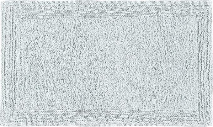 Bedding Craft Cotton Bath Mat Rug 21x34, Reversible Bathroom Rug, Water Absorbent, Machine Washable, Soft Cloth Bathmat for Outside Bathtub, Silver Grey
