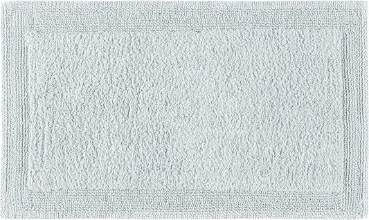 Bedding Craft Cotton Bath Mat Rug 21x34, Reversible Bathroom Rug, Water Absorbent, Machine Washable, Soft Cloth Bathmat for Outside Bathtub, Silver Grey