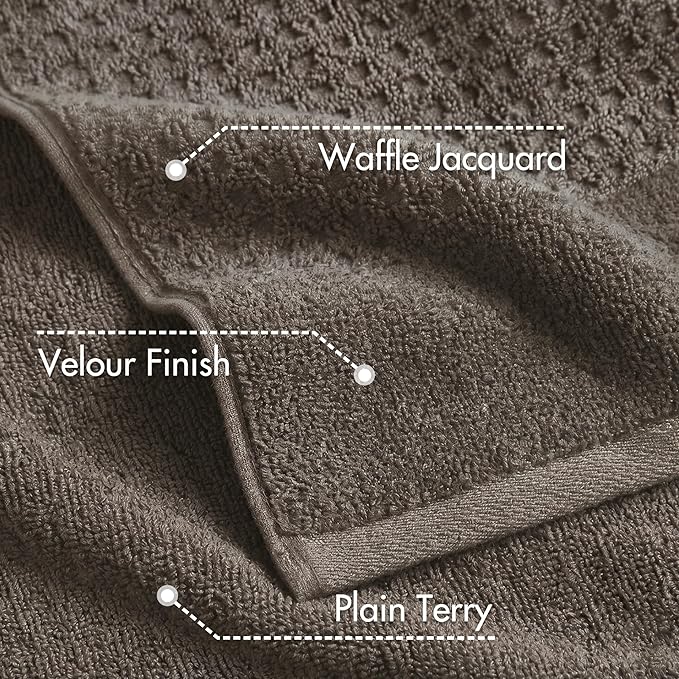 Madison Park Spa Waffle 100% Cotton Luxurious Towel Set, Premium Texture Waffle Weave, Highly Absorbent, Quick Dry, Hotel & Spa Quality Wash Clothes for Bathroom, Assorted Sizes, Charcoal 6 Piece