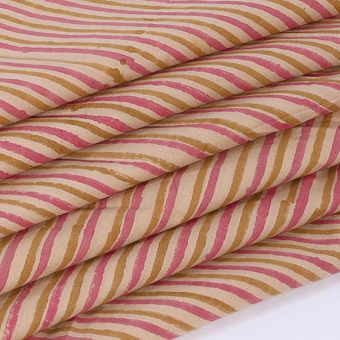 The Home Talk 100% Cotton Fall Cloth Designer Dinner Napkins, Handblock Print, Washable Durable Linen for Everyday Use Wedding Parties Outdoors Thanksgiving I 18 X 18 Inches I Set of 6 | Stripes