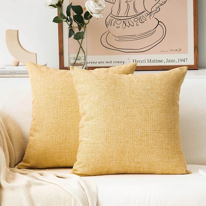 Home Brilliant 26x26 Throw Pillow Covers Mustard Large Pillows Cover European Shams Cushion Covers for Couch Patio Bench Decor, 26 x 26 inch(66cm), Yellow