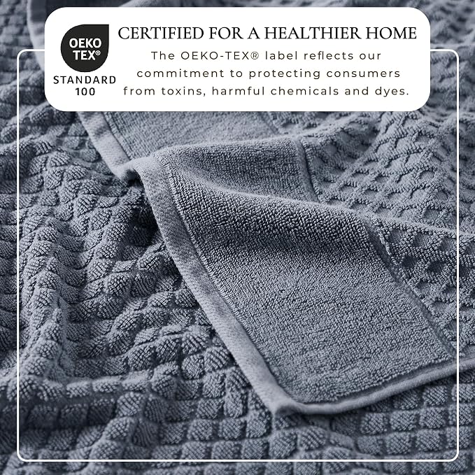 Great Bay Home Bath Towels - 100% Cotton 4 Pack 54x27 Bath Towel Set - Absorbent, Durable, Quick-Dry Towels for Bathroom (Blue)