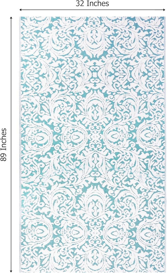 COTTON CRAFT Oversized Bath Sheet - 2 Pack XXL 32x89 - Premium Cotton Sculpted Medallion Jacquard Terry 7 Foot Extra Large Beach Blanket Towel Sheet - Big & Tall - 630 GSM Soft Absorbent Luxury - Aqua