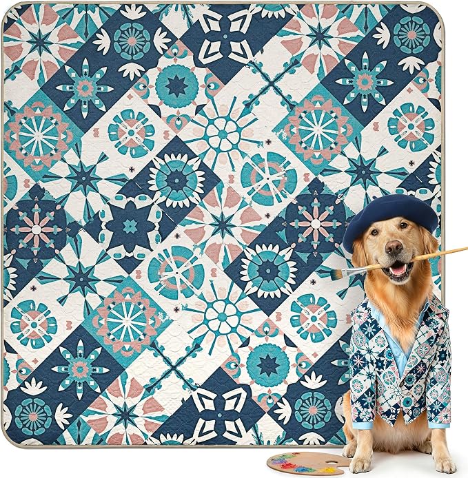 FXW Washable Pee Pads for Dogs, Puppy Pads with Super Absorbent, Specifically Designed for Rollick/Homeplus 24inch 8 Panels Dog Playpen, 63" Square, Tie-Dye Beige, 1 Pack