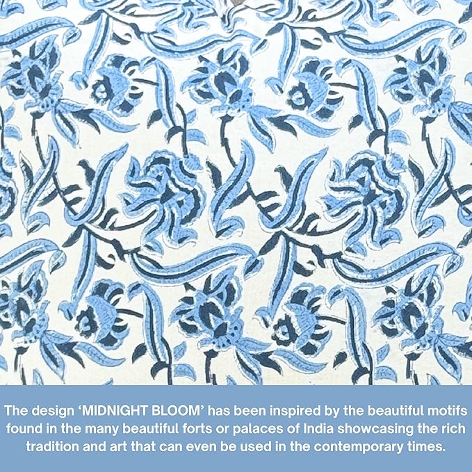ATOSII Block Print Boho Throw Pillow Covers, 24 X 24, Set of 2, Decorative Couch Pillows for Living Room, 100% Cotton Canvas Acccent Pillows, Christmas Thanksgiving Fall Preppy Throws - Midnight Bloom