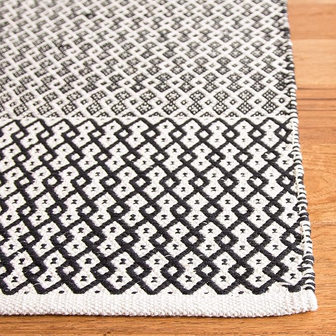 SAFAVIEH Montauk Collection Runner Rug - 2'3" x 22', Ivory & Black, Handmade Flat Weave Boho Farmhouse Cotton, Ideal for High Traffic Areas in Living Room, Bedroom (MTK339D)
