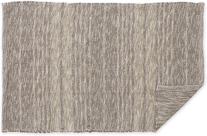 DII Woven Rag Rug Collection Recycled Yarn Variegated Rustic Stripe, 2x3', Stone