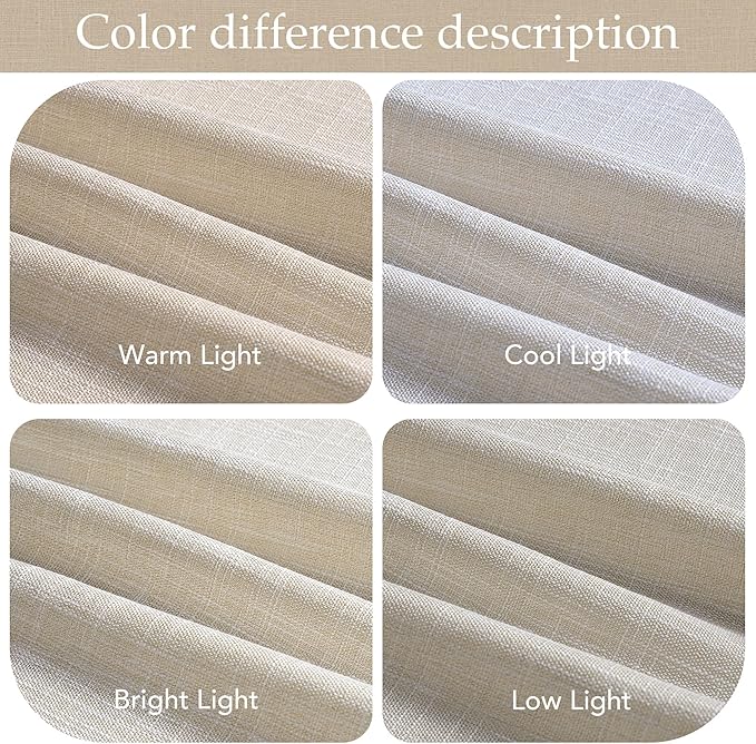 NICETOWN 84 inch Linen Curtains 2 Panels Set for Bedroom/Living Room, 55" Wide Butlywood Birch Thick Farmhouse Linen Privacy Window Drapes Rod Pocket & Back Tab with Light Filtering
