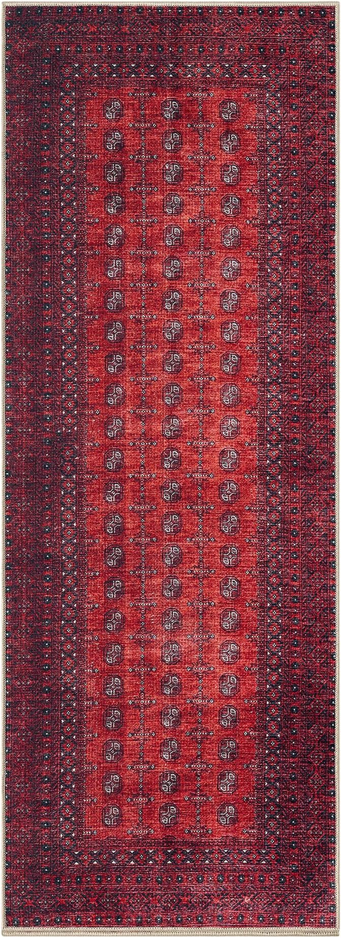 Keen Home Design 30"x84" Rug - Machine Washable Runner Rug with Non-Slip Backing, Ideal for Hallway, Entryway, Kitchen, Laundry Room - Vintage, Easy Clean, Durable, Low Pile Rug - (2'6" x 7')