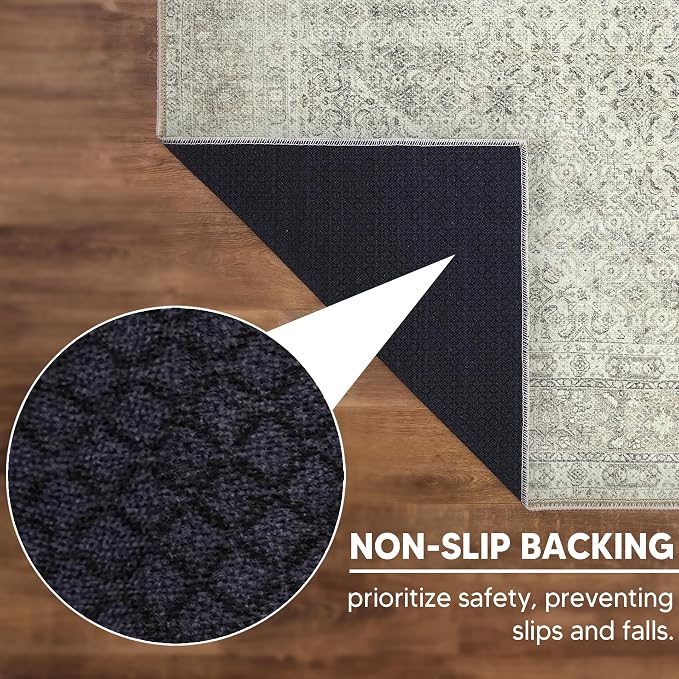 Keen Home Design 30"x120" Rug - Machine Washable Runner Rug with Non-Slip Backing, Ideal for Hallway, Entryway, Kitchen, Laundry Room - Vintage, Easy Clean, Durable, Low Pile - (2'6" x 10')