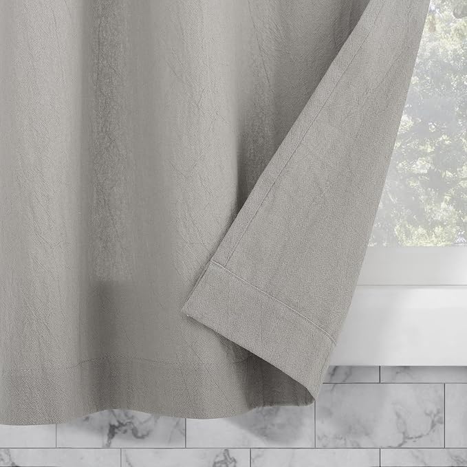 Archaeo Washed Cotton Small Window Twist Tab Cafe Curtains, 52" x 45", Silver Gray