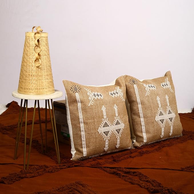 Trade Star 100% Cotton Sabra Throw Pillow Cover Set of 2 Cotton Cushion Cover Handloomed Decorative Cushion case Handwoven Pillowcase 18x18 Inches Designer Pillow Shams
