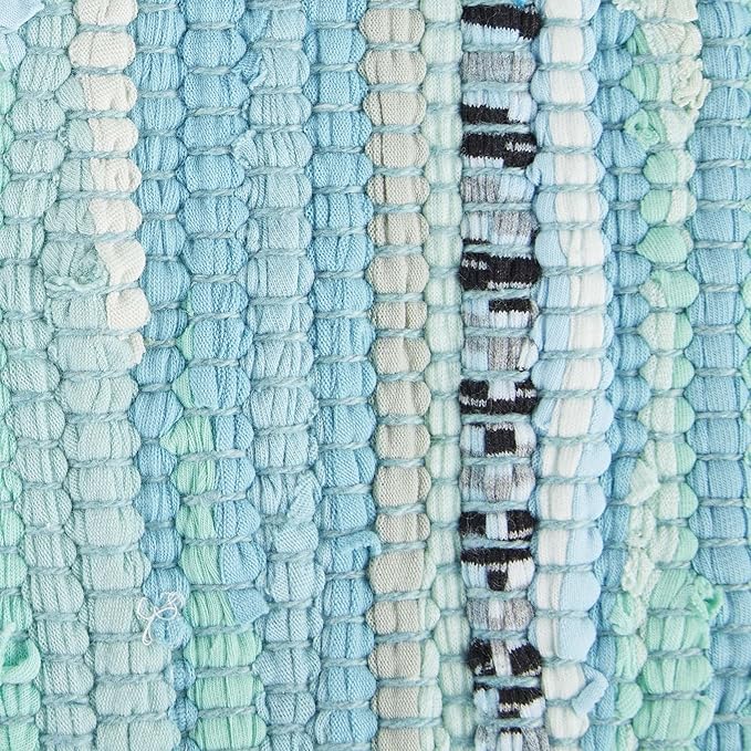 DII Chindi Home Collection Handwoven Multicolor Area Rag Rug, 20x31.5, Aqua