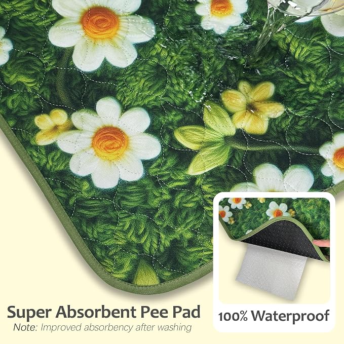 Washable Pee Pads for Dogs, Reusable Puppy Potty Training Pads, Ultra-Absorbent Thick Waterproof Leak-Proof Non-Slip Pads & Mat for Crate, Playpen, Floor, Whelping & Housebreaking , 2 Pack 24"x36"