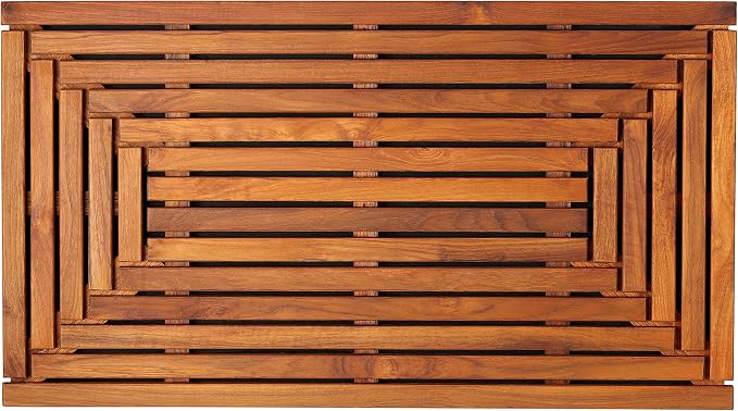 Bare Decor Giza Shower, Spa, Door Mat in Solid Teak Wood, 36" x 20"