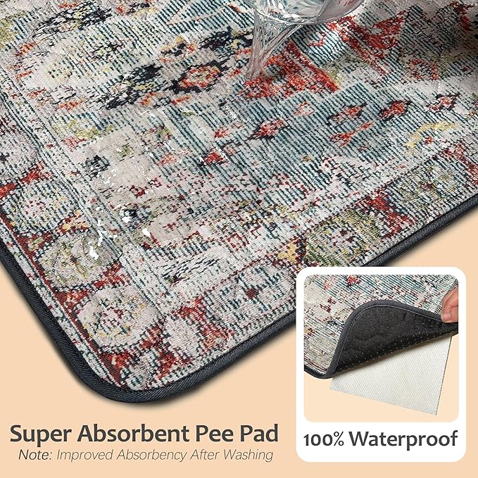 Washable Pee Pads for Dogs, Reusable Puppy Potty Training Pads, Ultra-Absorbent Thick Waterproof Leak-Proof Non-Slip Pads & Mat for Crate, Playpen, Floor, Whelping & Housebreaking , 2 Pack 48"x48"