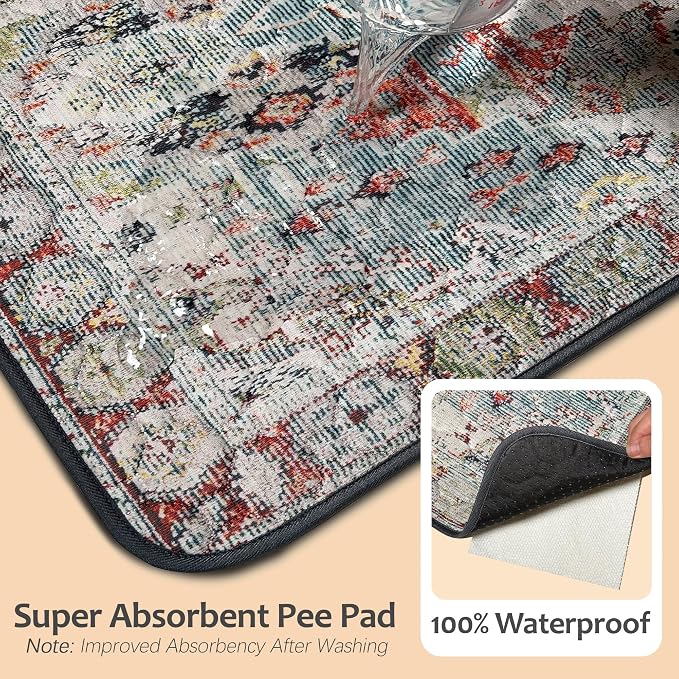 Washable Pee Pads for Dogs, Reusable Puppy Potty Training Pads, Ultra-Absorbent Thick Waterproof Leak-Proof Non-Slip Pads & Mat for Crate, Playpen, Floor, Whelping & Housebreaking , 2 Pack 24"x36"