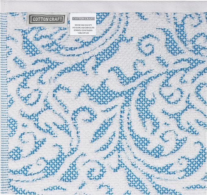 COTTON CRAFT Oversized Bath Sheet - 2 Pack XXL 32x89 - Premium Cotton Sculpted Medallion Jacquard Terry 7 Foot Extra Large Beach Blanket Towel Sheet - Big & Tall - 630 GSM Soft Absorbent Luxury - Aqua
