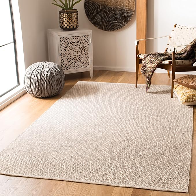 SAFAVIEH Montauk Collection Area Rug - 5' x 8', Ivory & Grey, Handmade Flat Weave Boho Farmhouse Cotton, Ideal for High Traffic Areas in Living Room, Bedroom (MTK339A)