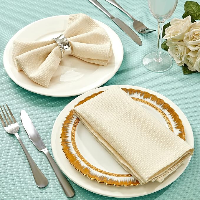 Mebakuk Cloth Napkins Set of 6, Premium 17 x 17 Inch Solid Washable Small Triangle Weave Napkins, Soft Table Napkin for Wedding Party Restaurant Dinner Parties