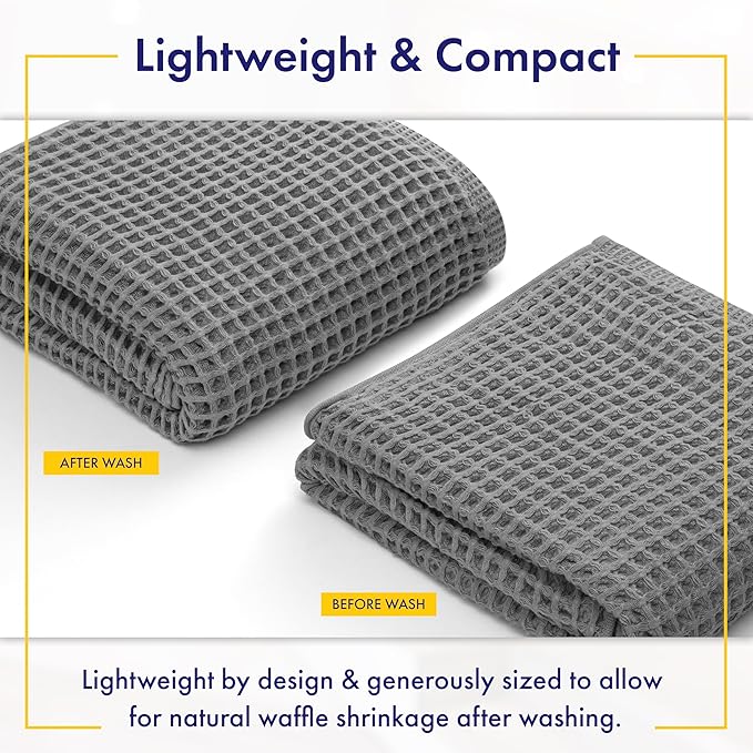 Alusa Home Ultra Soft Viscose from Bamboo Waffle Towels - Lightweight Bath Towel Set of 6 - Compact, Quick Dry & Lint Free (Pewter Grey)