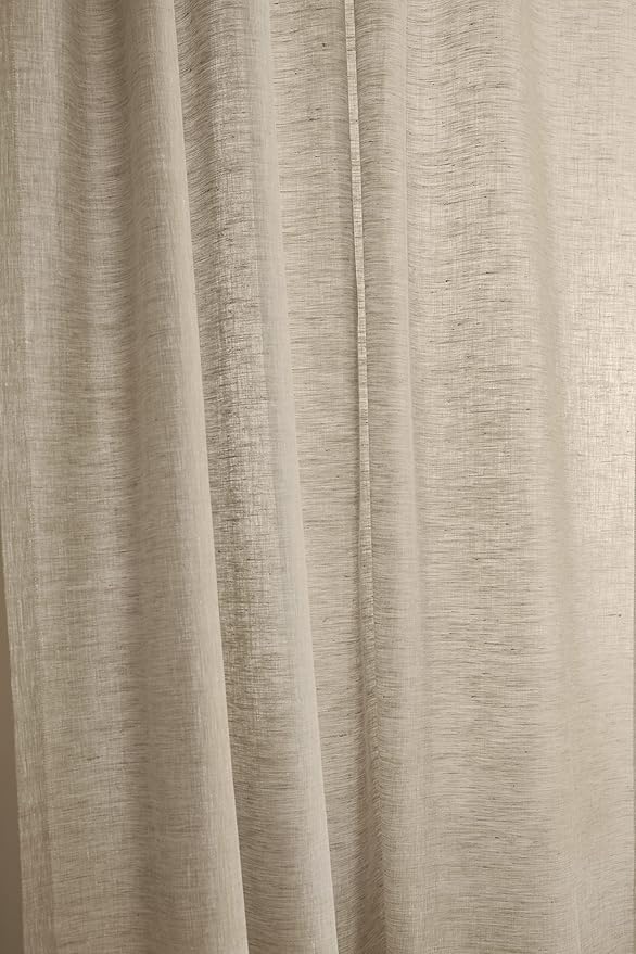 Solino Home European Flax Linen Curtain Champagne Beige, 52 x 108 Inch Light Filtering Rod Pocket Curtain 108 Inches Long, 100% Pure Linen Window Treatment for Living Room, Bedroom - 1 Panel
