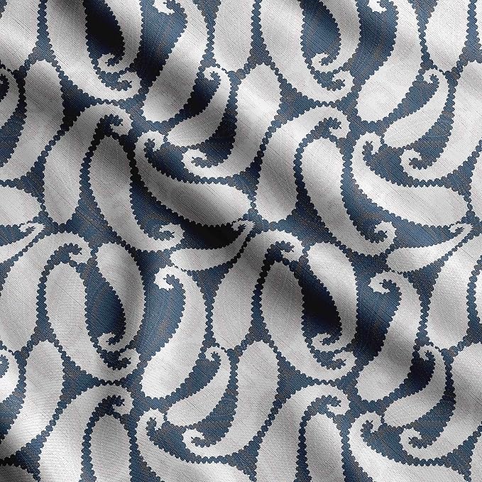 Soimoi Lightweight Velvet Fabric - Blue - Asian Print, Unstitched Material - 58" Wide, Perfect Fabric for Upholstery, Fashion and Craft Projects, 1 Yard