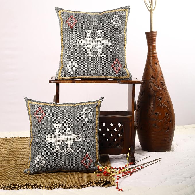 Trade Star Set of 2 Throw Pillow Covers Handloomed Cotton Cushion Covers 100% Cotton Kilim Sabra Handwoven Pillowcases Rug Decorative Cushion case 18x18 Inches