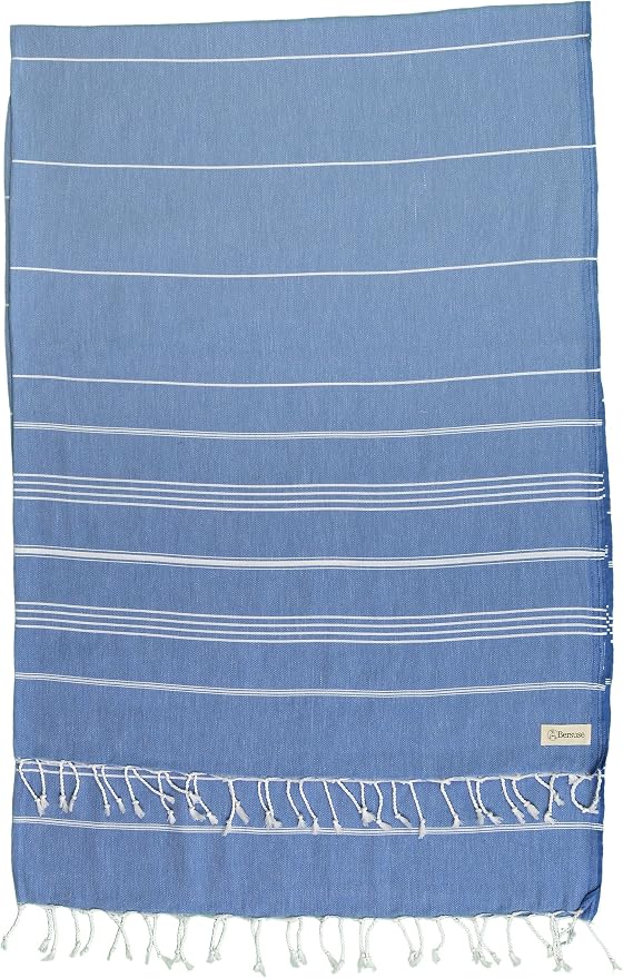 Bersuse Towels Anatolia XL Beach Blanket Throw Blanket Turkish Towel 100% Cotton Extra-Large Quick-Dry Lightweight Premium Peshtemal Towel - 61x82 Inches, Grey Blue (Set of 6)