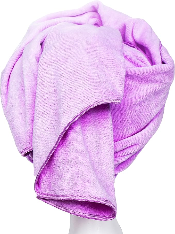 Microfiber Hair Towel Anti Frizz Hair Wrap Super Absorbent Curly Hair Drying Towel 23.6''x47'' Large Multifunction Towel for Bath Spa Makeup, Light Purple