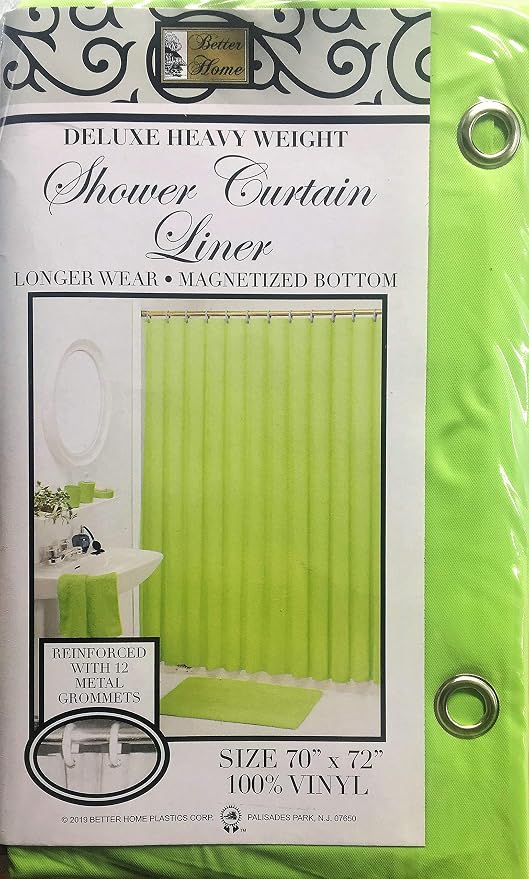 Better Home Deluxe Heavy Weight Shower Curtain Liner Bright Color (Lime Green)