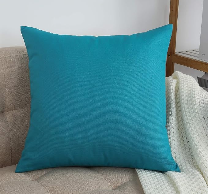 TangDepot 100% Cotton Solid Throw Pillow Cover 12x12 Blue Ashes | 100% cotton, same-color zip, machine wash & air dry. For living room, bedroom, office, car. Many colors & sizes. Cover only.