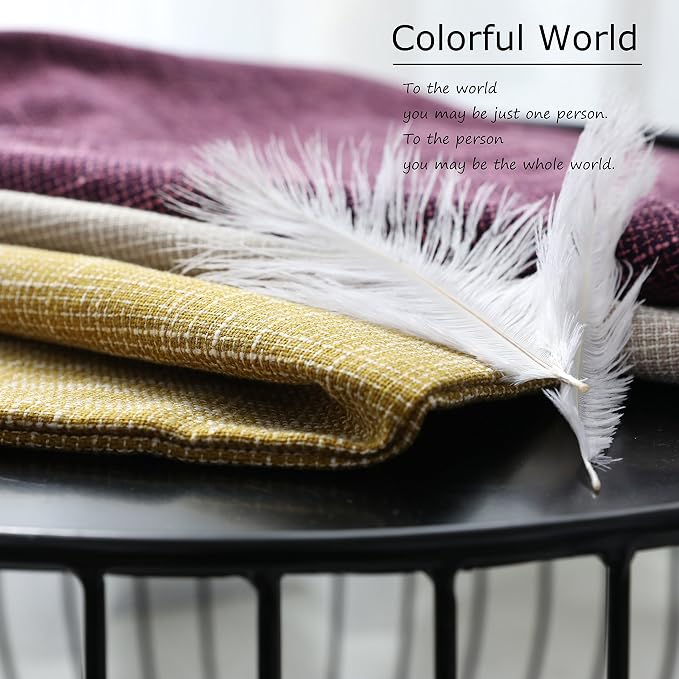 Kevin Textile Faux Linen Square 2 Tone Woven Throw Pillow Sham Cushion Case Covers for Car/Couch Use, 24-inch(2 Pack, Red Purple)