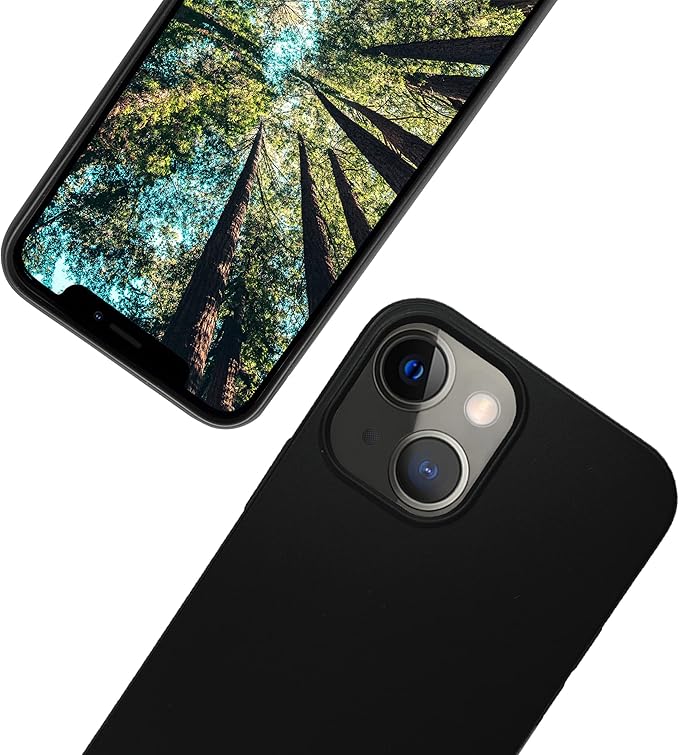 eplanita Eco Mobile Phone Case Compatible with iPhone 15 Plus, Plant Fiber, Drop Protection Cover, Durable and Sustainable (for iPhone 15 Plus, Black)