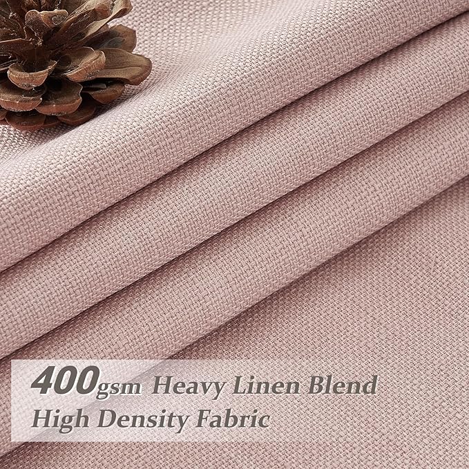 Elegant Blush Pink High Blackout High Ceiling Curtains 102 Inches Long for Sliding Glass Doors, Memory Trained Pinch Pleat Dual Layer Thick Linen Thermal Sound Dampening Modern Window Drapes 2 Panels