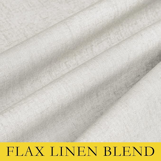 NICETOWN 100% Absolutely Blackout Linen Curtains with Thermal Insulated White Liner, Ivory, W52, 2 Pieces, Back Tab Noise Reducing Textured Linen Look Windows Curtains 95" Length for Classroom
