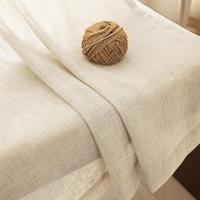 Faux Linen Beige Curtains 45 inches Long for Living Room Rustic Farmhouse Linen Drapes Semi Sheer Burlap Textured Canvas Cloth Curtain Panels Set of 2 Kahki Tan Colored