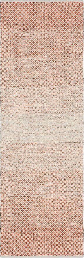 SAFAVIEH Montauk Collection Runner Rug - 2'3" x 11', Orange & Ivory, Handmade Cotton, Ideal for High Traffic Areas in Living Room, Bedroom (MTK601D)