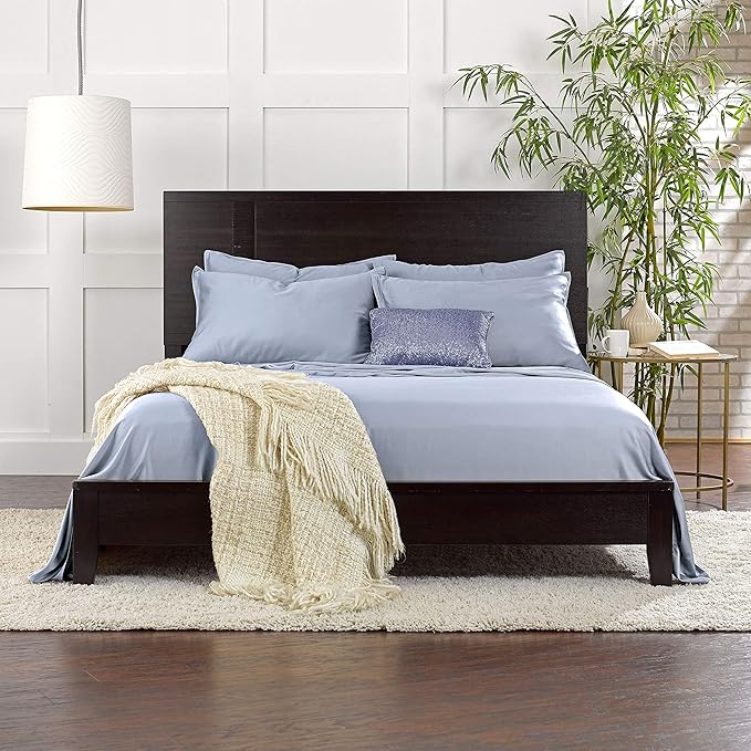 King Pillowcases by Pure Bamboo, Genuine 100% Organic Viscose Derived from Bamboo, Luxuriously Soft & Cooling, Double Stitching, Envelope Closure (2 King Pillowcases, Sterling Blue)