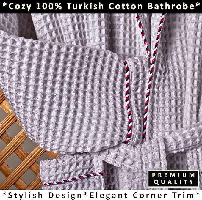 PÜSKÜL Luxury Waffle Robe for Women & Men - Natural 100% Turkish Cotton Bathrobe - Housecoat Womens & Housecoat Mens