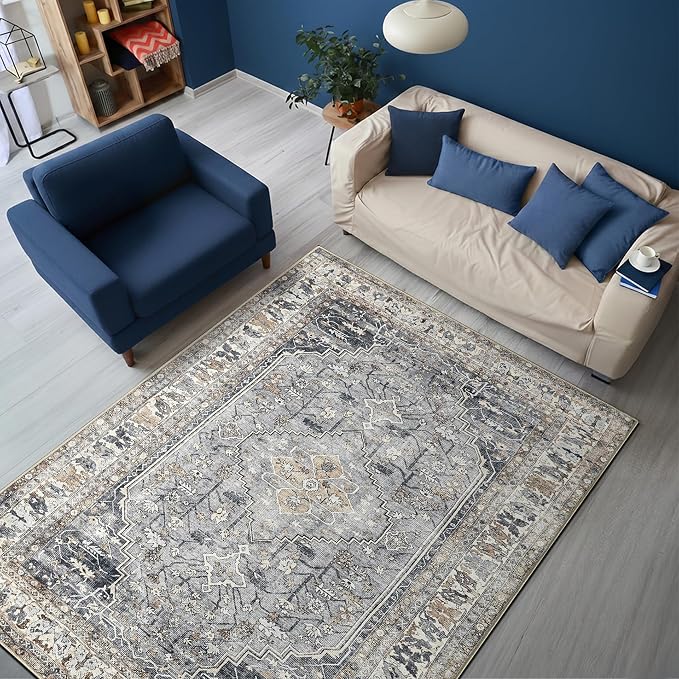 Keen Home Design 3x5 Rug - Machine Washable Entry Rug with Non-Slip Backing, Ideal for Enteryway, Kitchen, Bathroom, Laundry Room - Vintage, Easy Clean, Durable, Low Pile Rug - (3' x 5')