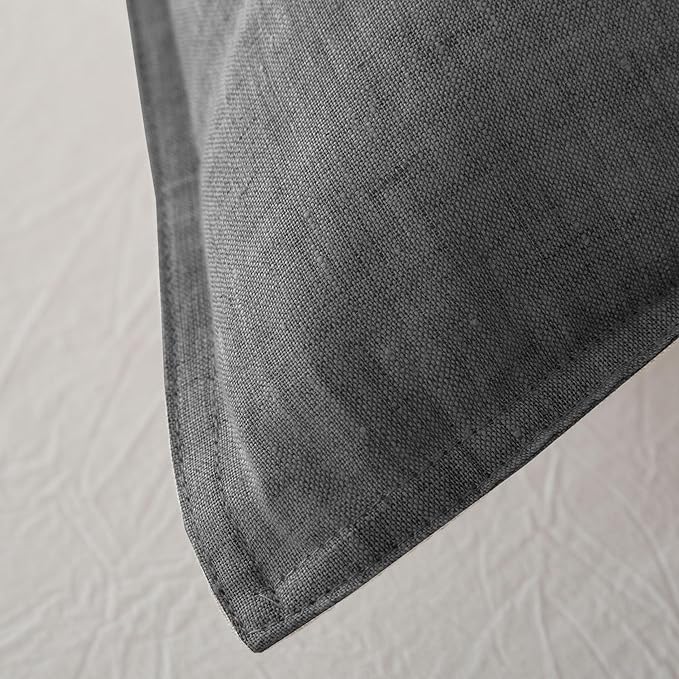 EVERLY 100% Linen Pillowcases Set of 2,French Linen from Normandy, 26X26Inch Standard Size, Natural Color, Coconut Buttons Closure, Flax Pillowshams-Pillowcase-Dark Grey
